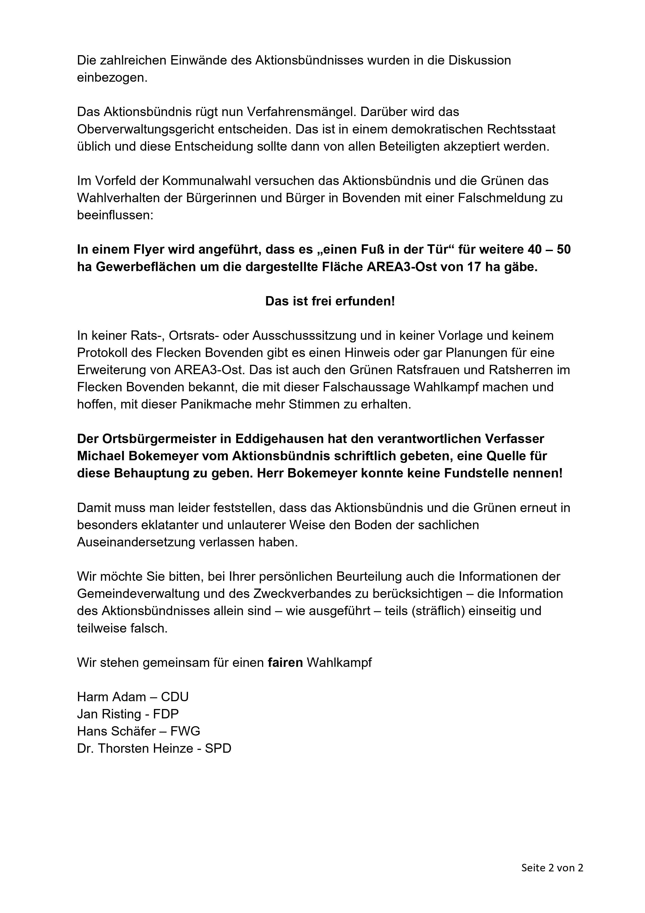 Offener Brief AREA 3-Ost (Seite 2)